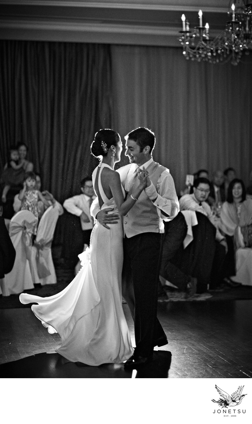 First dance black and white candid at TC Club