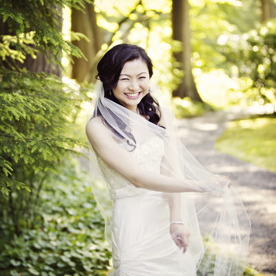 Vancouver bride portrait in the forest