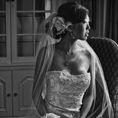 Classic luxury bridal portrait in window light