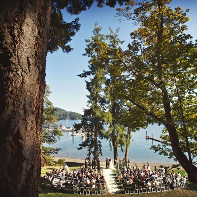 Pender Island backyard wedding ceremony