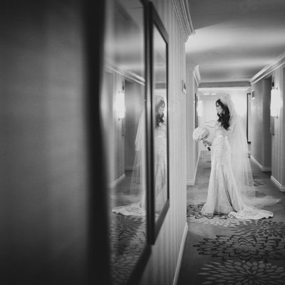 Candid bridal portrait in Four Seasons Vancouver