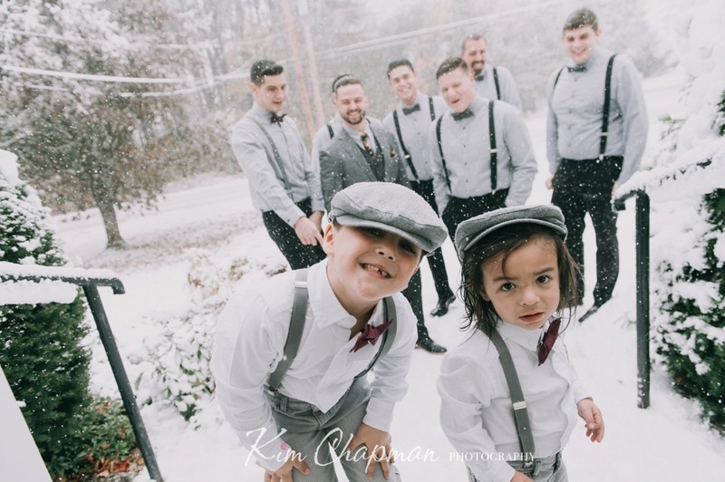 Winter Wedding - Groomsmen in Snow