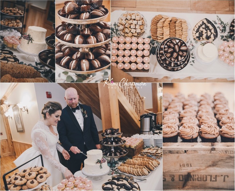 Sweets Bar at Maine's Red Barn Wedding Reception