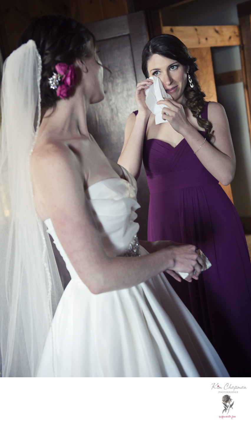 Bridemaid tears captured by Maine Wedding Photographer 