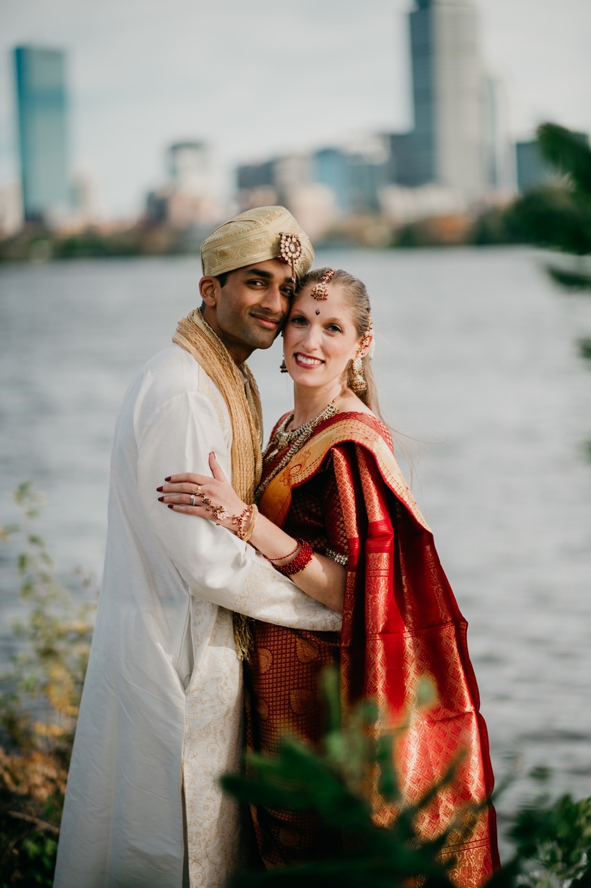 Boston Wedding Photographer captures couple in front of skyline!