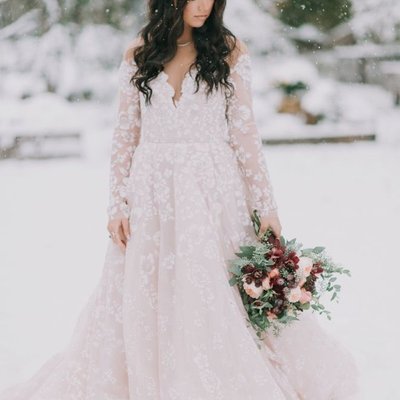 Winter Wedding at Hardy Farm - Bridal Portrait in Snow