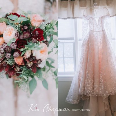 Maine Weddings Dress and Bouquet