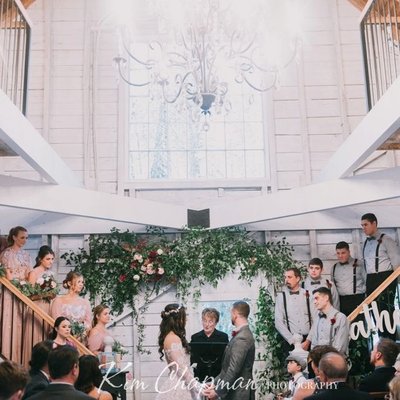 Ceremony on Staircase at Hardy Farm