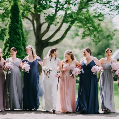 Bridesmaids at Maine's Live Well Farm wedding Photography by Kim Chapman