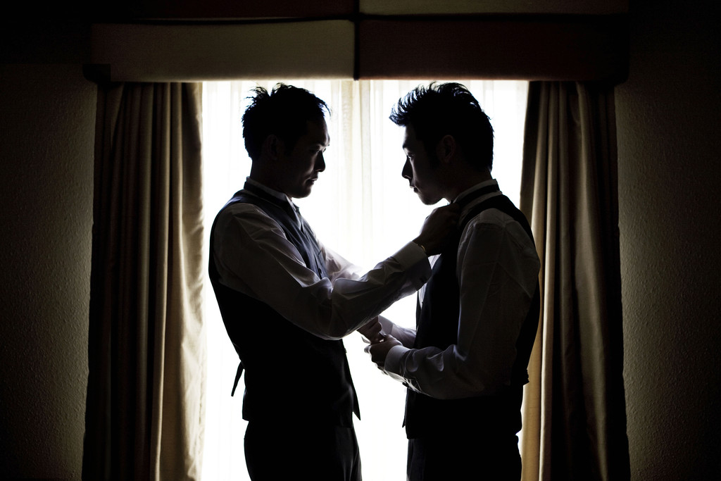 Groom and Brother Getting Ready