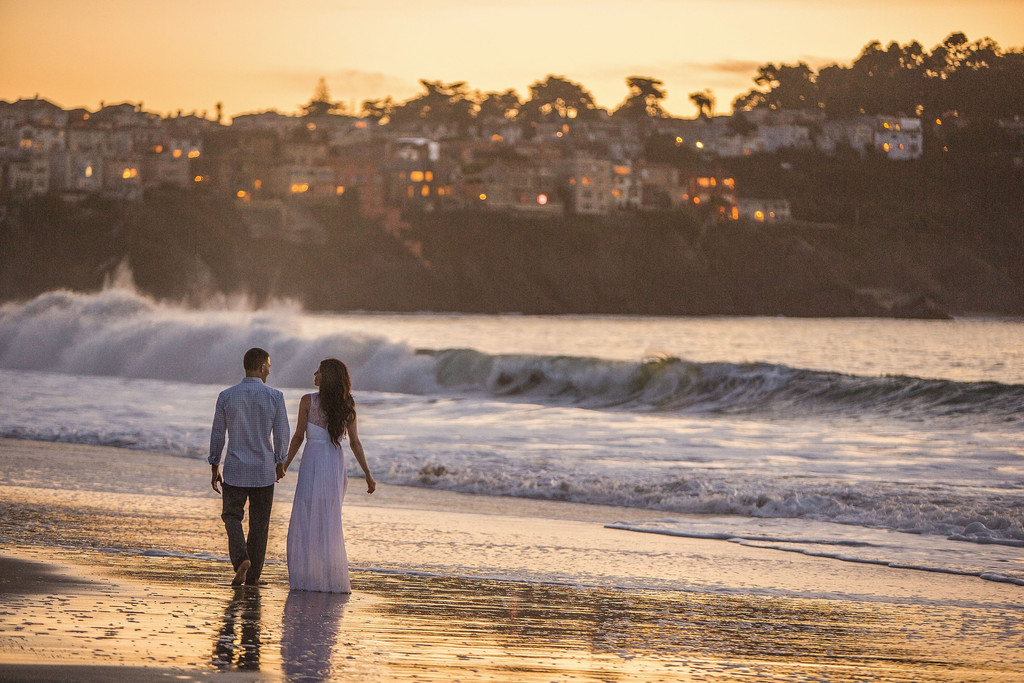 Romance Engagement Photography SF Baker Beach Sunset