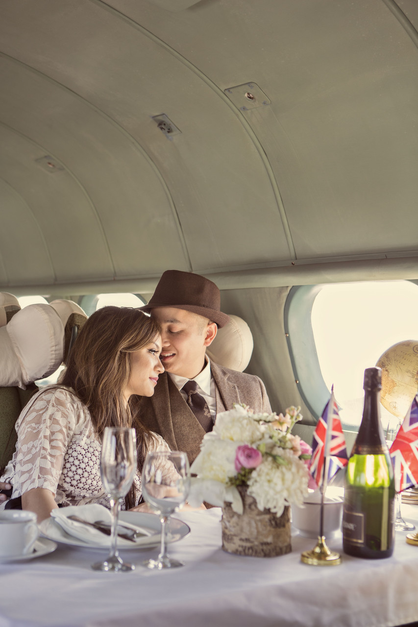 Vintage Airplane Travel Engagement Photography Oakland