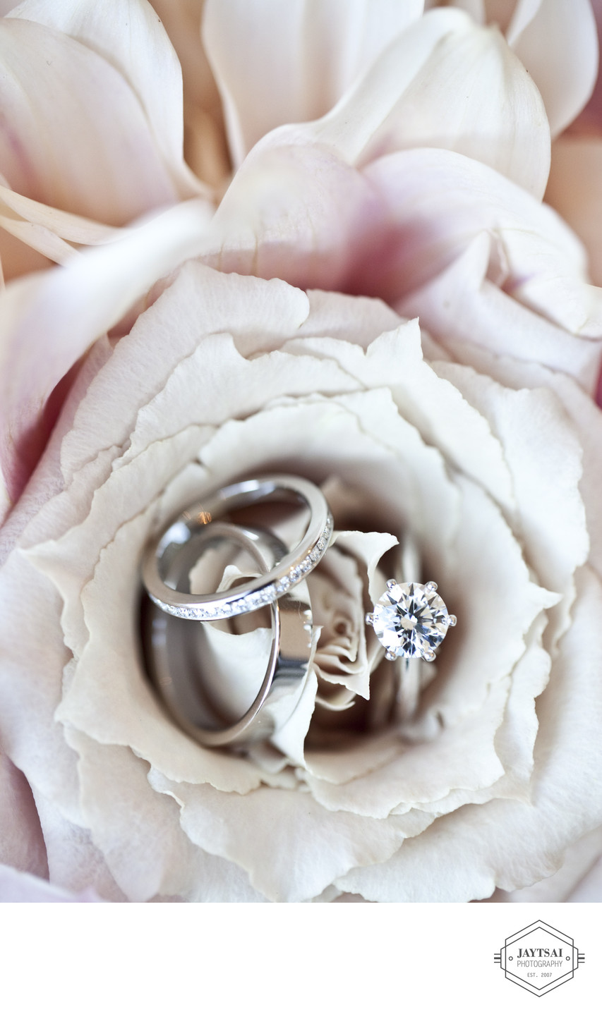 Diamond Engagement Ring and Wedding Bands in a Rose