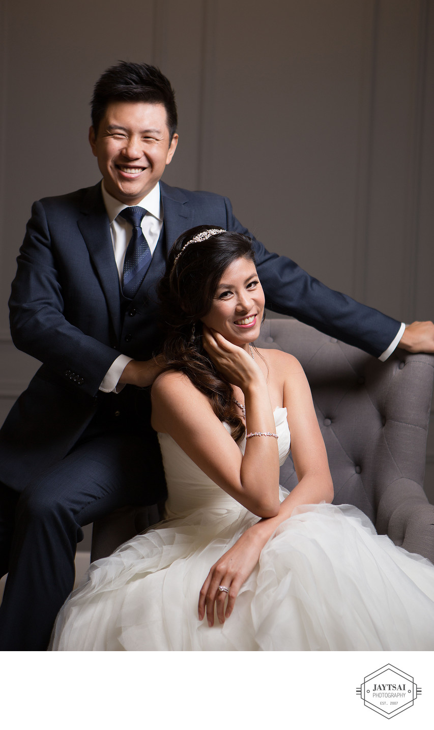 Couture Studio Wedding Portrait - Bride and Groom
