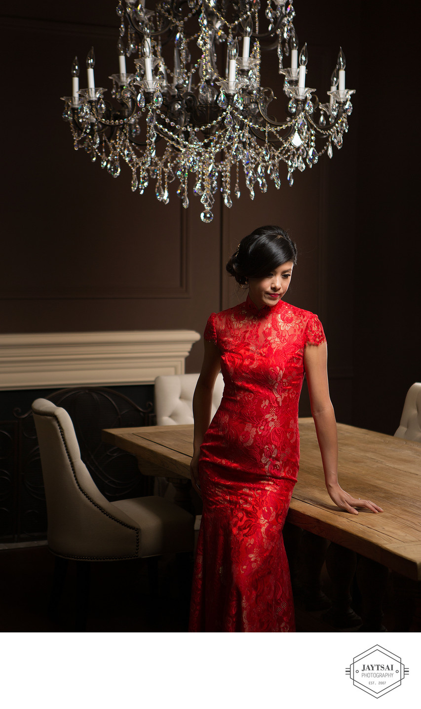 Couture Vintage Studio Wedding Portrait - Chinese Qi Pao