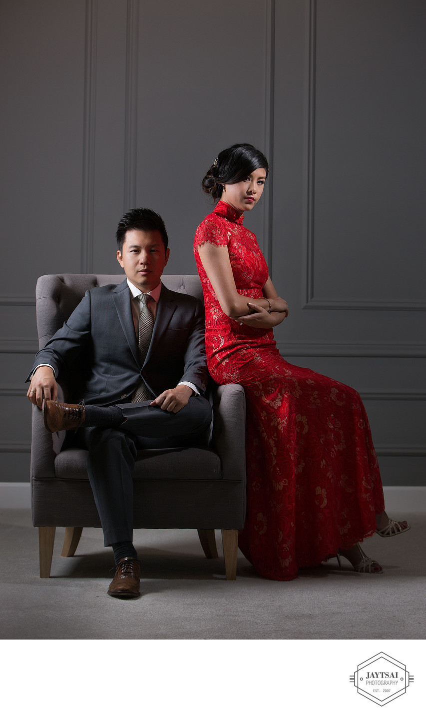 Fashion Studio Wedding Portrait - Bride and Groom