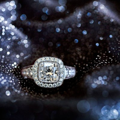 Black and Gray Shimmering Diamond Ring