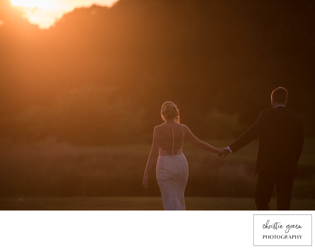 Bride and Groom Sunset Photo