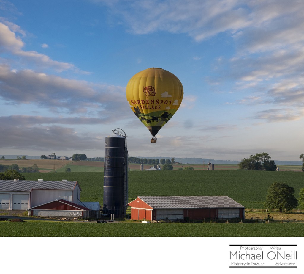 Hot Air Balloon Amish Motorcycle Adventure Vacation Travel Stock Photos
