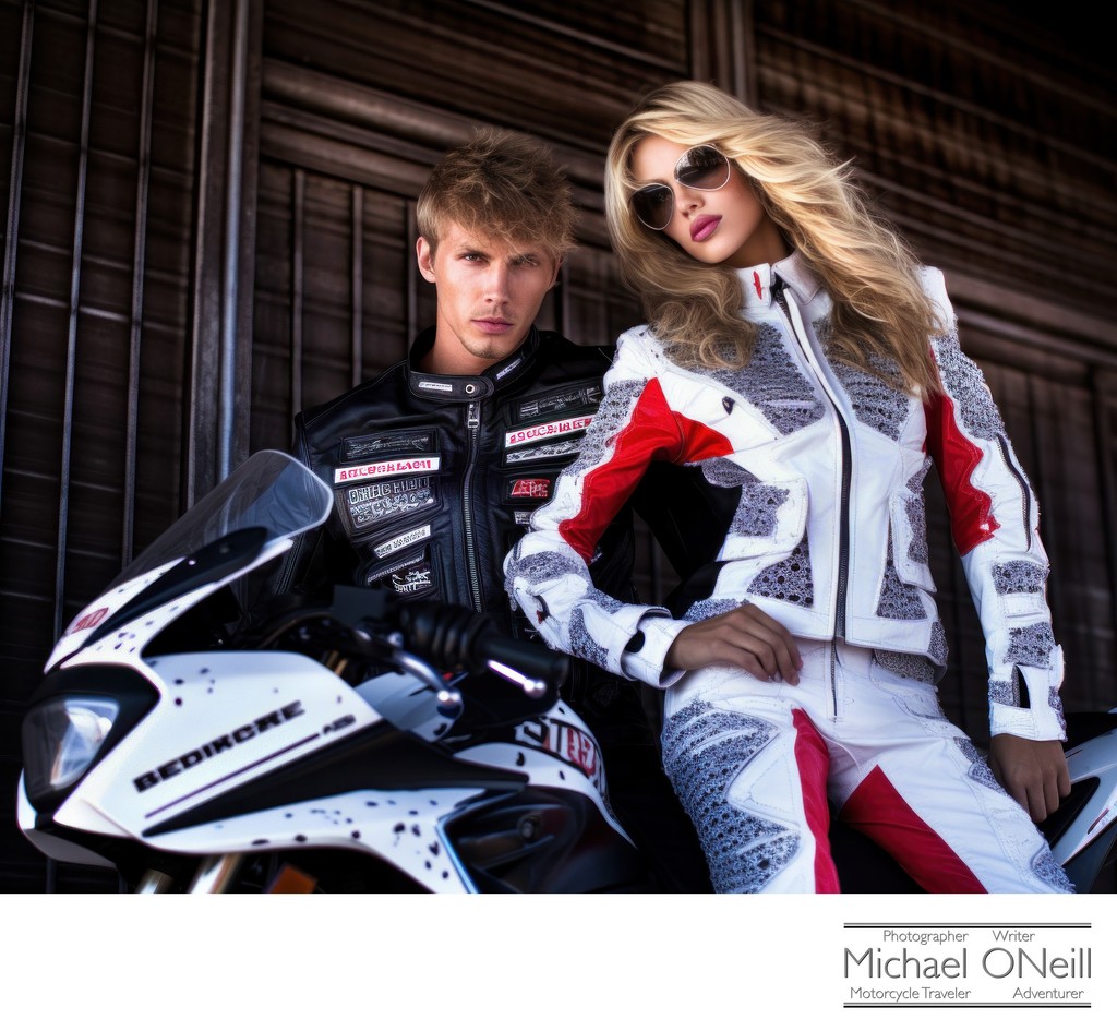 Leather Sport Bike His And Hers Fashion Image