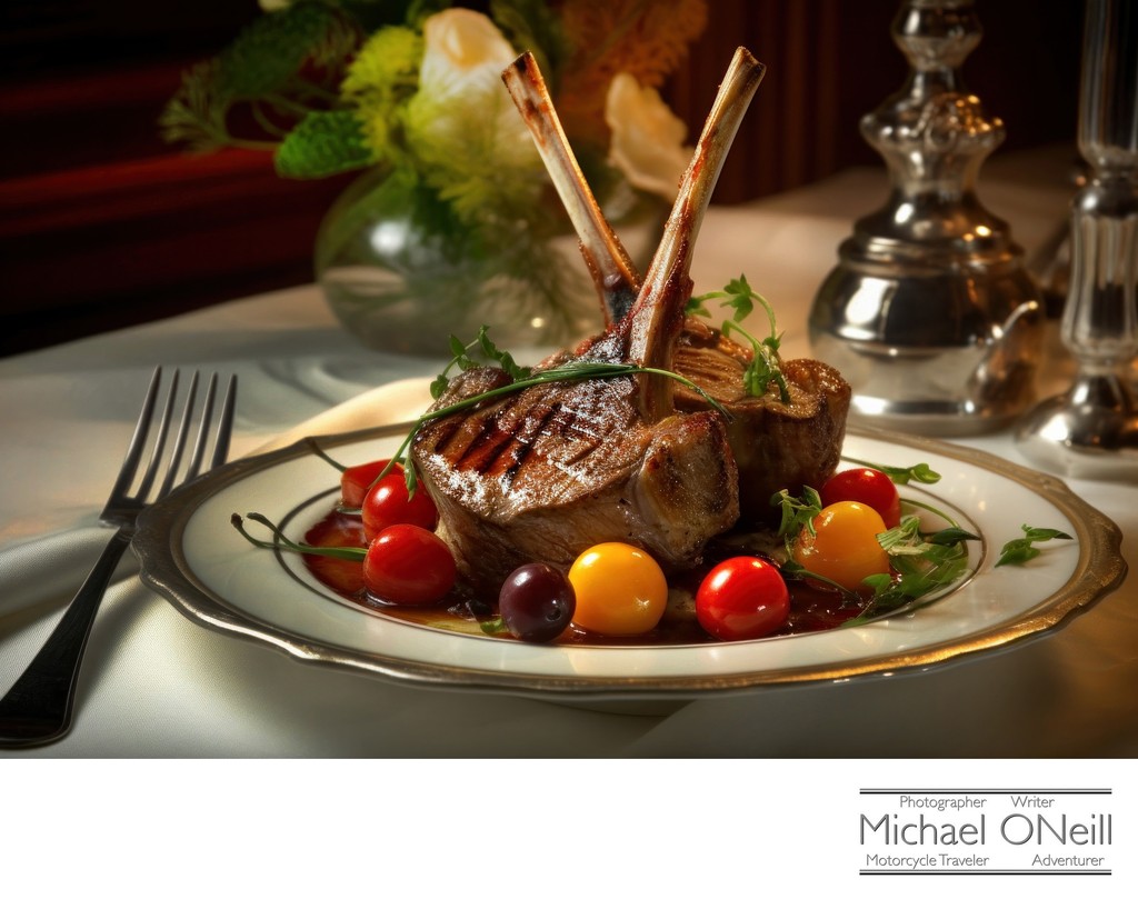 Image Of Baby Lamb Chops Served Crown Rack Style In An Elegant Restaurant