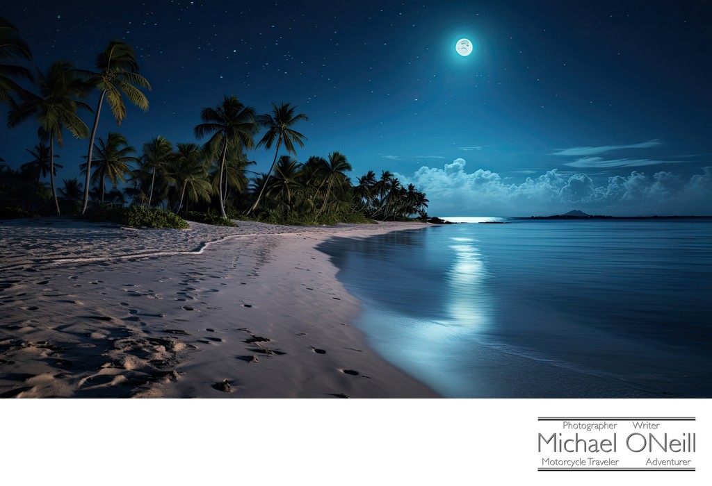 Tropical Paradise • Deserted Beach Under The Full Moon