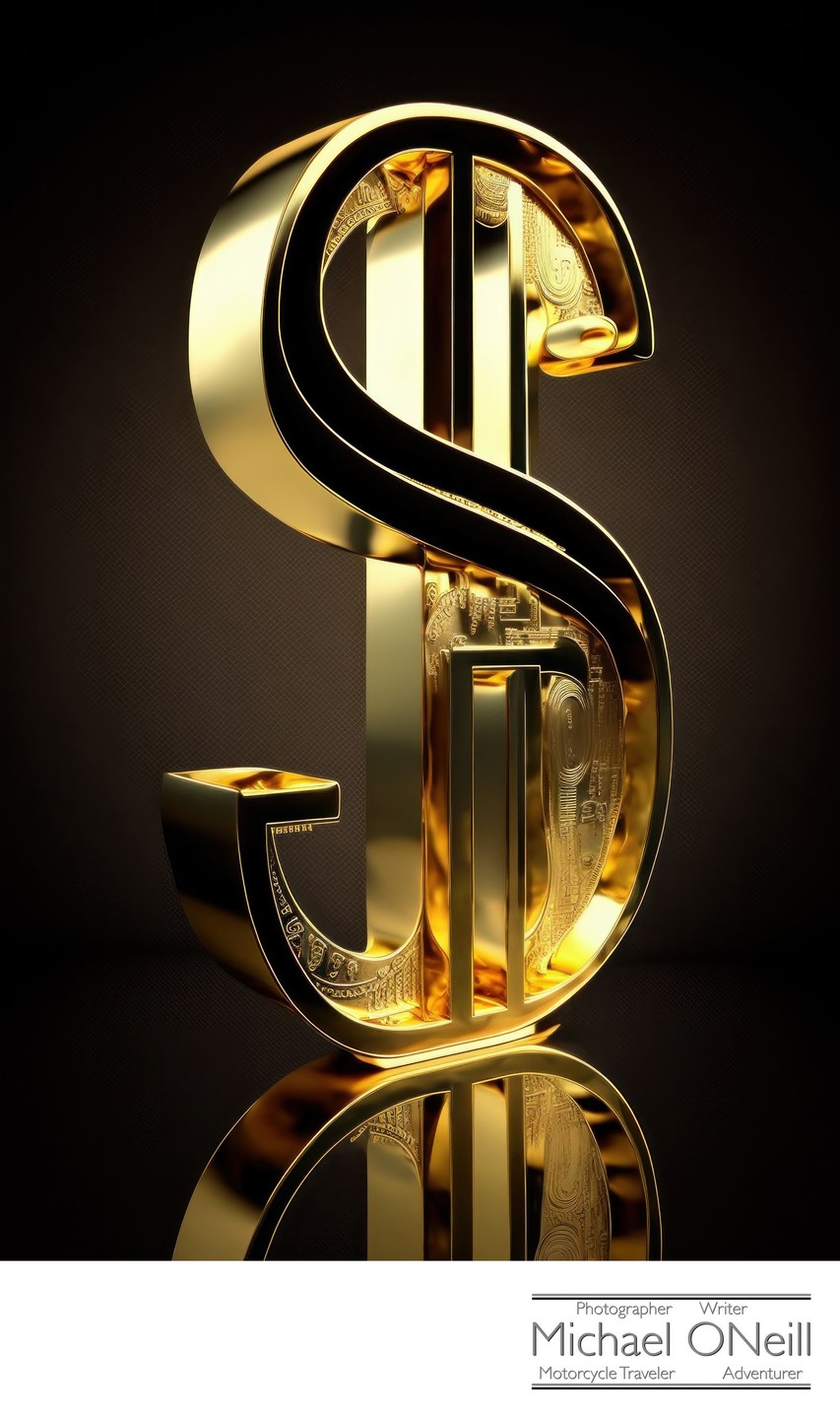 3D Illustration Of A Solid Gold Dollar Sign