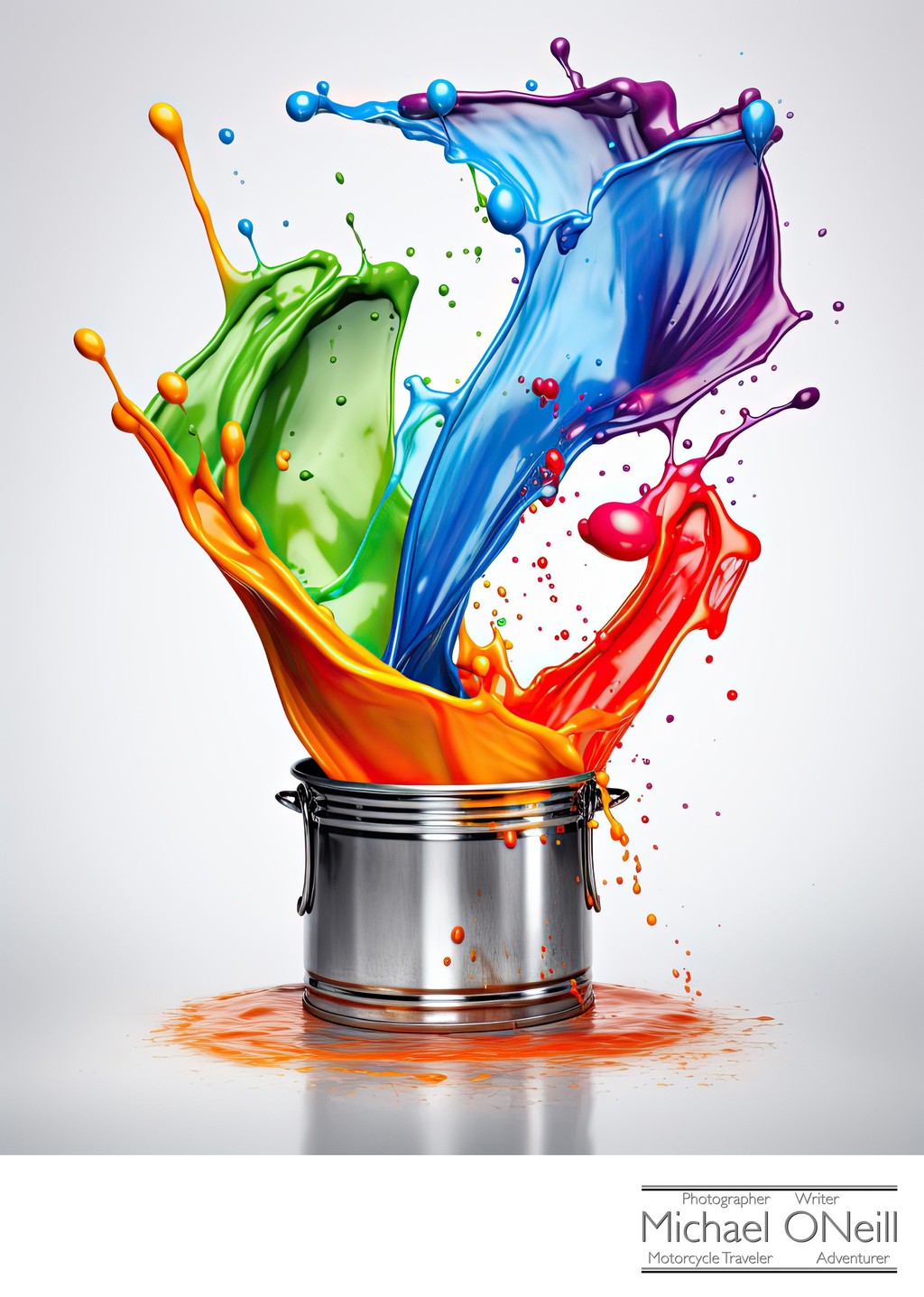 A Rainbow Of Colors Spashes From A Paint Can