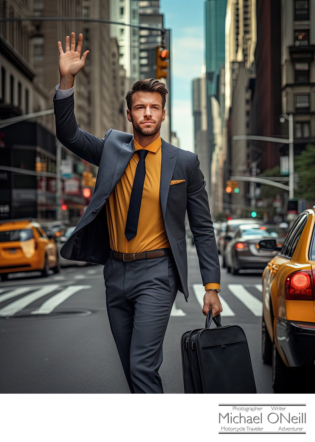 Young Executive In New York City Hails A Cab
