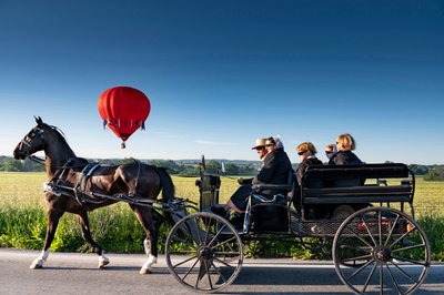 Amish Buggy Hot Air Balloon Picture Stock Travel Photography