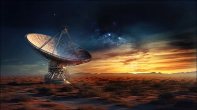 Radiotelescope Array Under The Night Sky