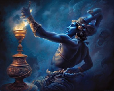 Dramatic Computer Generated Image Of A Genie Outside Of His Lamp