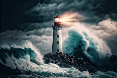 Angry Seas Batter An Unrelenting Lighthouse In This AI Generated Scene