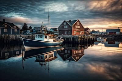 A Quaint New England Fishing Village As Envisioned By An AI Imaging Artist