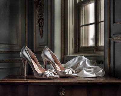 Wedding Details • Bride's Shoes In Elegant Environment