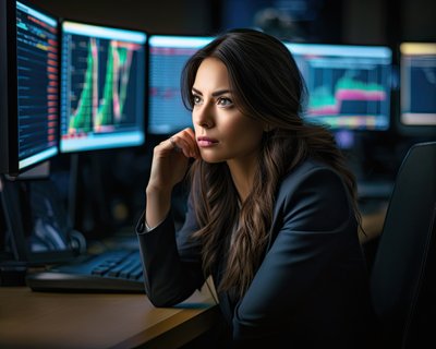 Female Financial Securities Analyst At Work