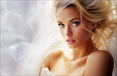 Dramatic Glamourous Headshot Of A Beautiful Bride And Veil