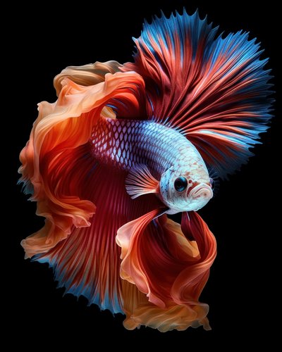 Vibrant Colorful Siamese Fighting Fish In Full Splendor Underwater
