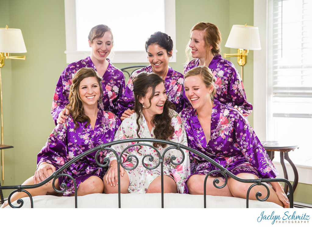 Cute purple and white bridesmaid robes
