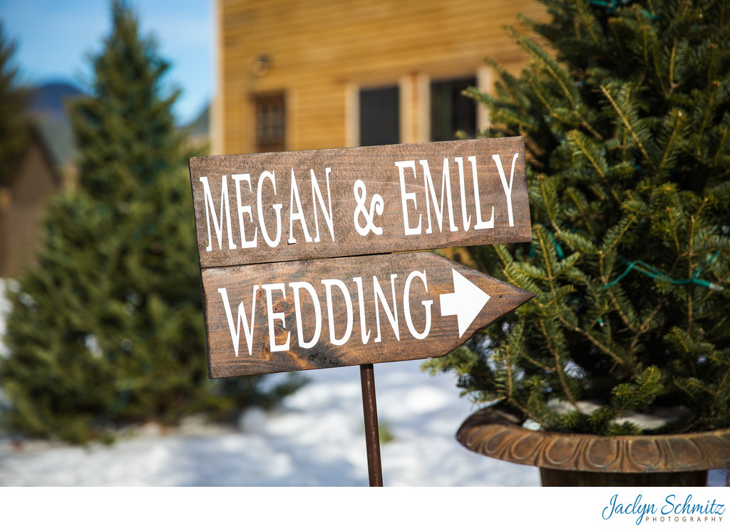 Evergreens and snow winter wedding VT
