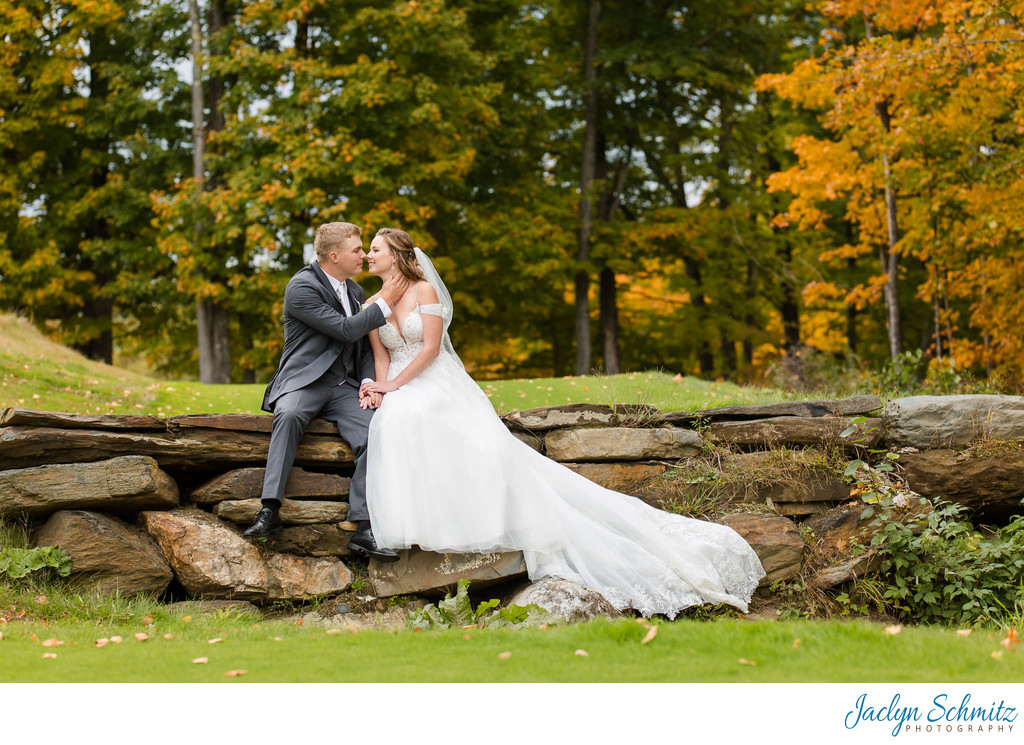 Fall foliage wedding photos Indiana