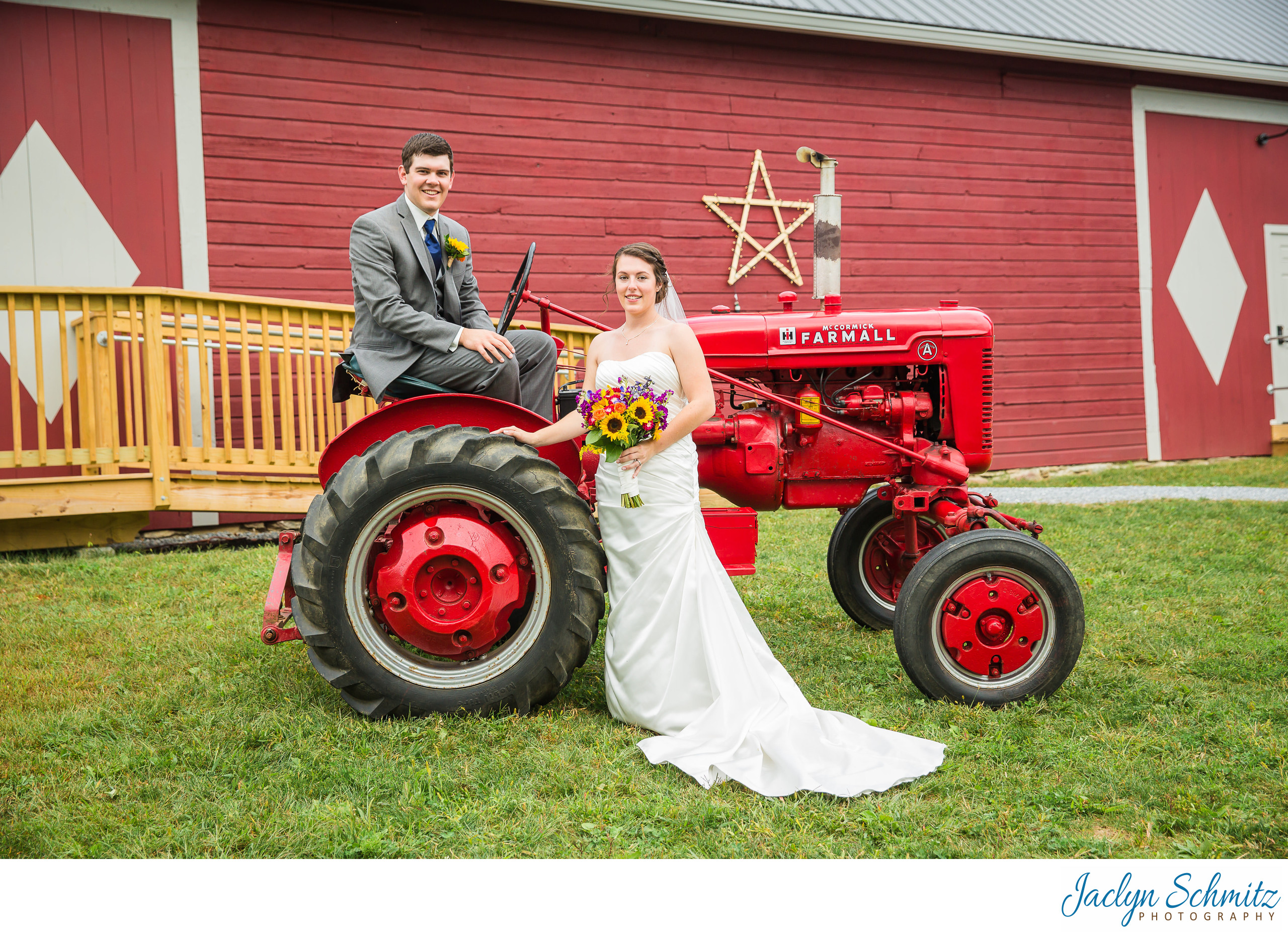 Tractor wedding photos VT Second & Associate Wedding Photography in