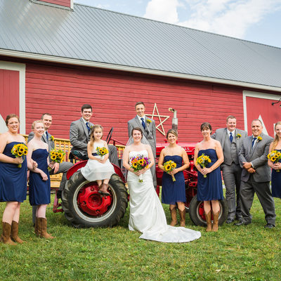 Tractor wedding party photos VT