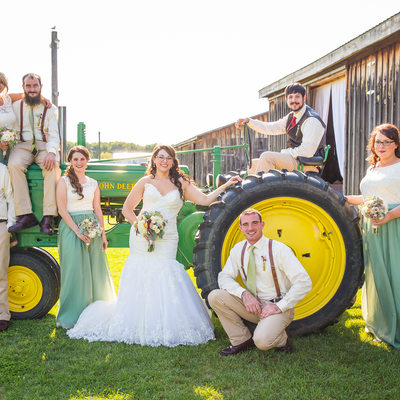 Tractor wedding party photo VT