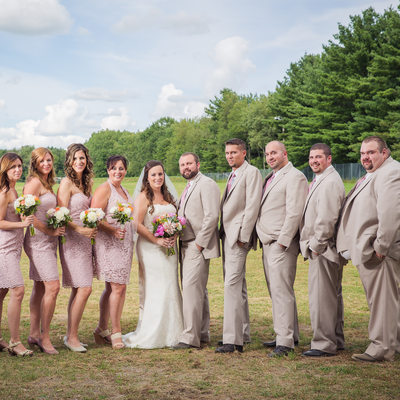 Pink and tan wedding party color scheme