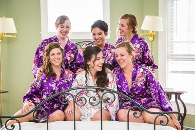 Cute purple and white bridesmaid robes