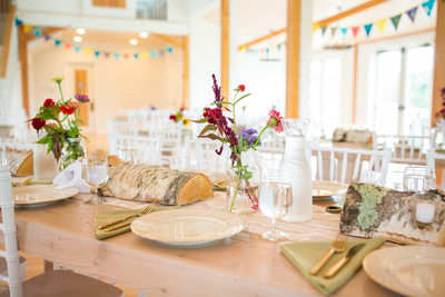 White wood wedding reception tables VT