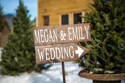 Evergreens and snow winter wedding VT