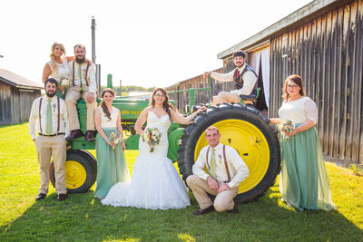 Tractor wedding party photo VT