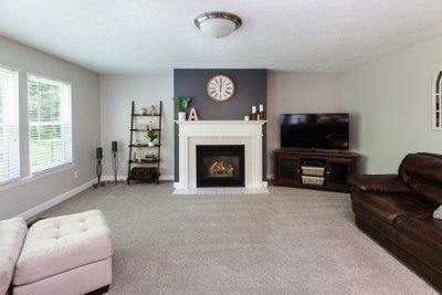 Updated contemporary fireplace in family room